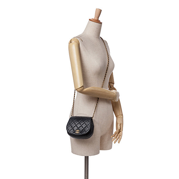 Mini Quilted Calfskin Coco Mail Clutch with Chain