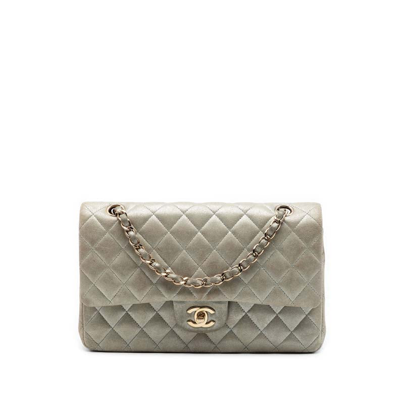 Medium Classic Iridescent Lambskin Double Flap