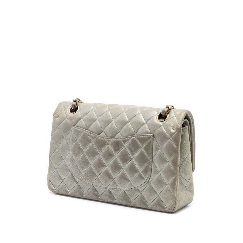 Medium Classic Iridescent Lambskin Double Flap
