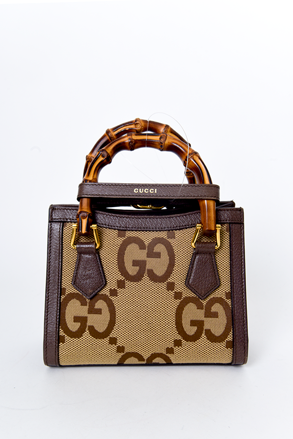 Jumbo GG Small Diana Canvas Bamboo Tote