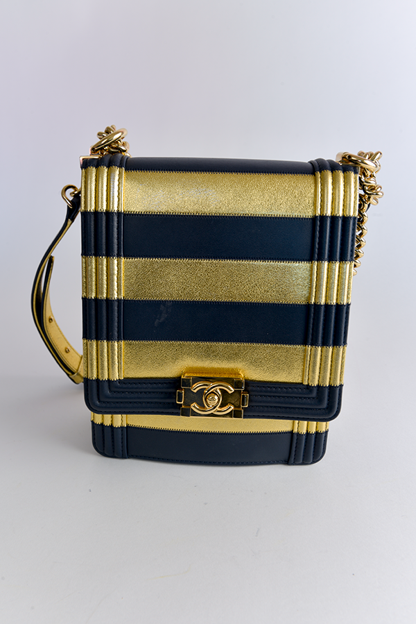 Striped North South Boy Bag on Chain
