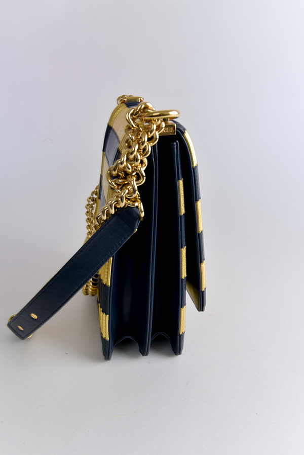 Striped North South Boy Bag on Chain