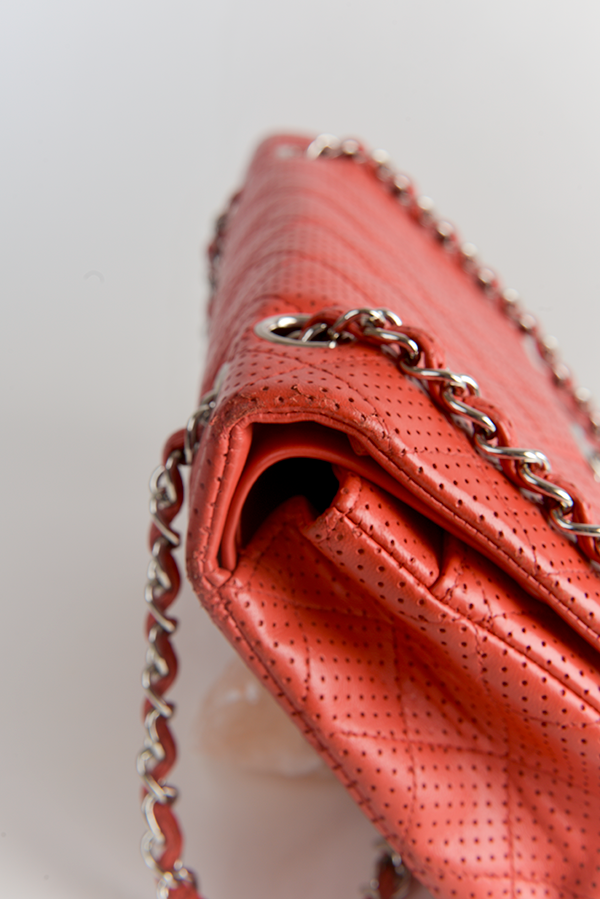 Quilted Perforated Classic Leather Flap Bag