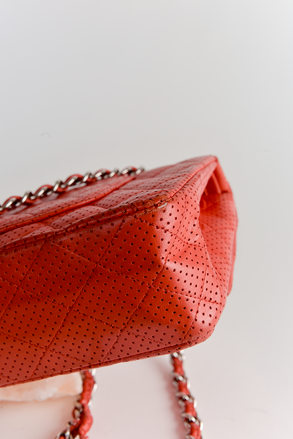 Quilted Perforated Classic Leather Flap Bag