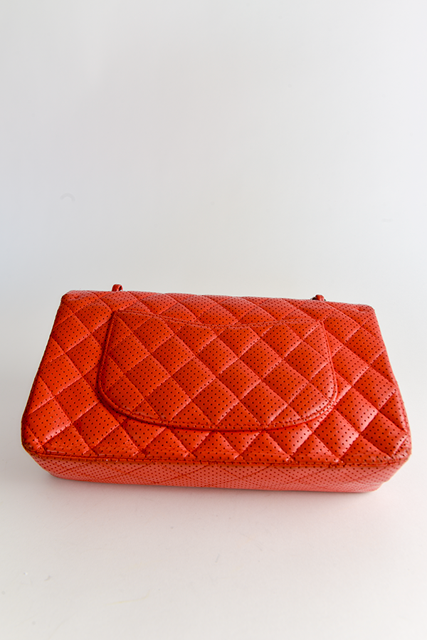 Quilted Perforated Classic Leather Flap Bag