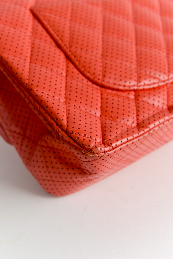 Quilted Perforated Classic Leather Flap Bag