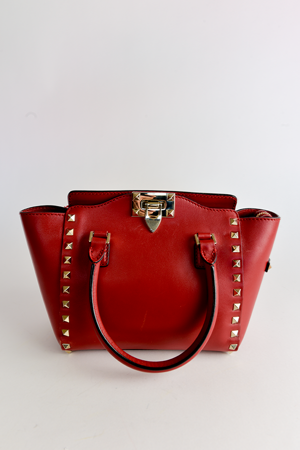 Garavani Rockstud Mini Textured-Leather Tote