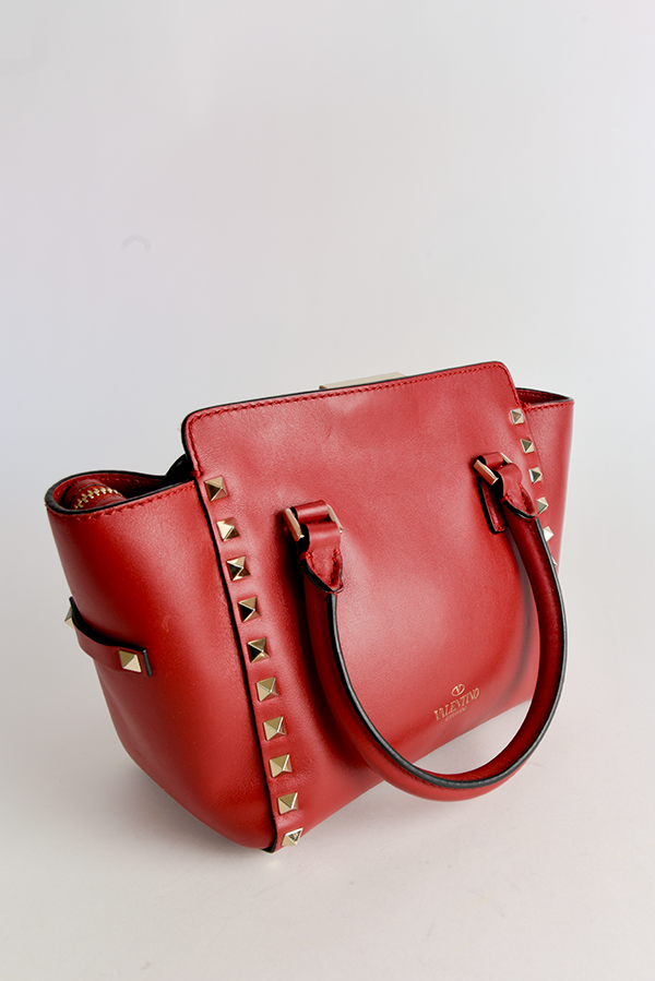 Garavani Rockstud Mini Textured-Leather Tote