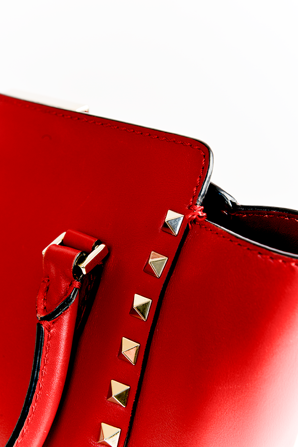 Garavani Rockstud Mini Textured-Leather Tote