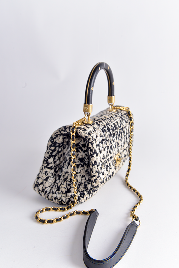 Small Crochet Coco Top Handle Bag
