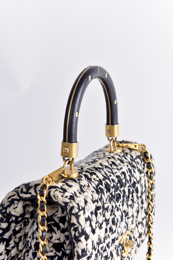 Small Crochet Coco Top Handle Bag