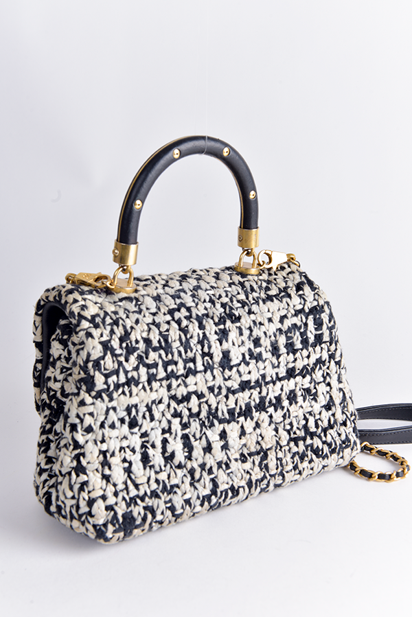 Small Crochet Coco Top Handle Bag