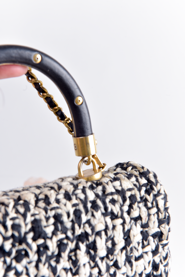 Small Crochet Coco Top Handle Bag