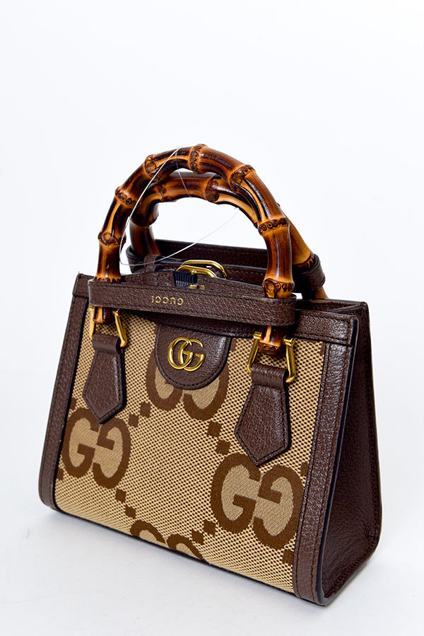 Jumbo GG Small Diana Canvas Bamboo Tote